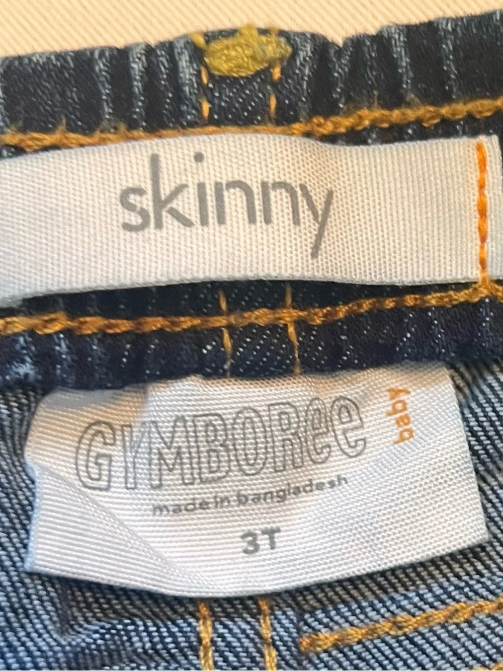 Gymboree Baby Boys 3T Dark Wash Patchwork Skinny Jeans EUC